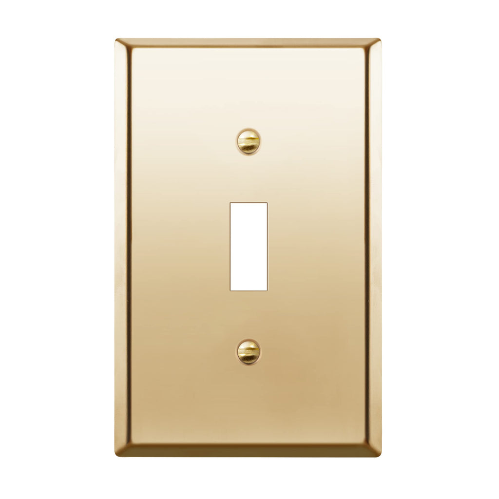 ENERLITES Toggle Light Switch Metal Wall Plate, Stainless Steel Switch Cover, Corrosion Resistant, Mid-Size 1-Gang 4.88" x 3.11", Stainless Steel 201, 7711M-PB, Polished Brass