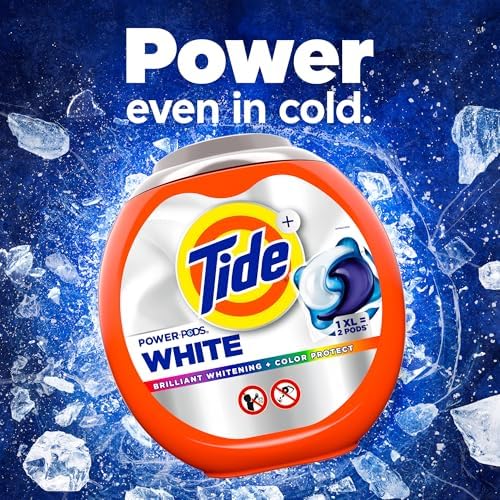 Tide Power PODS Plus Ultra OXI White and Bright Laundry Detergent, Advanced Stain Removal and Whitening Power, 18 Count, Tide Pods Laundry Detergent, Laundry Pods Detergent
