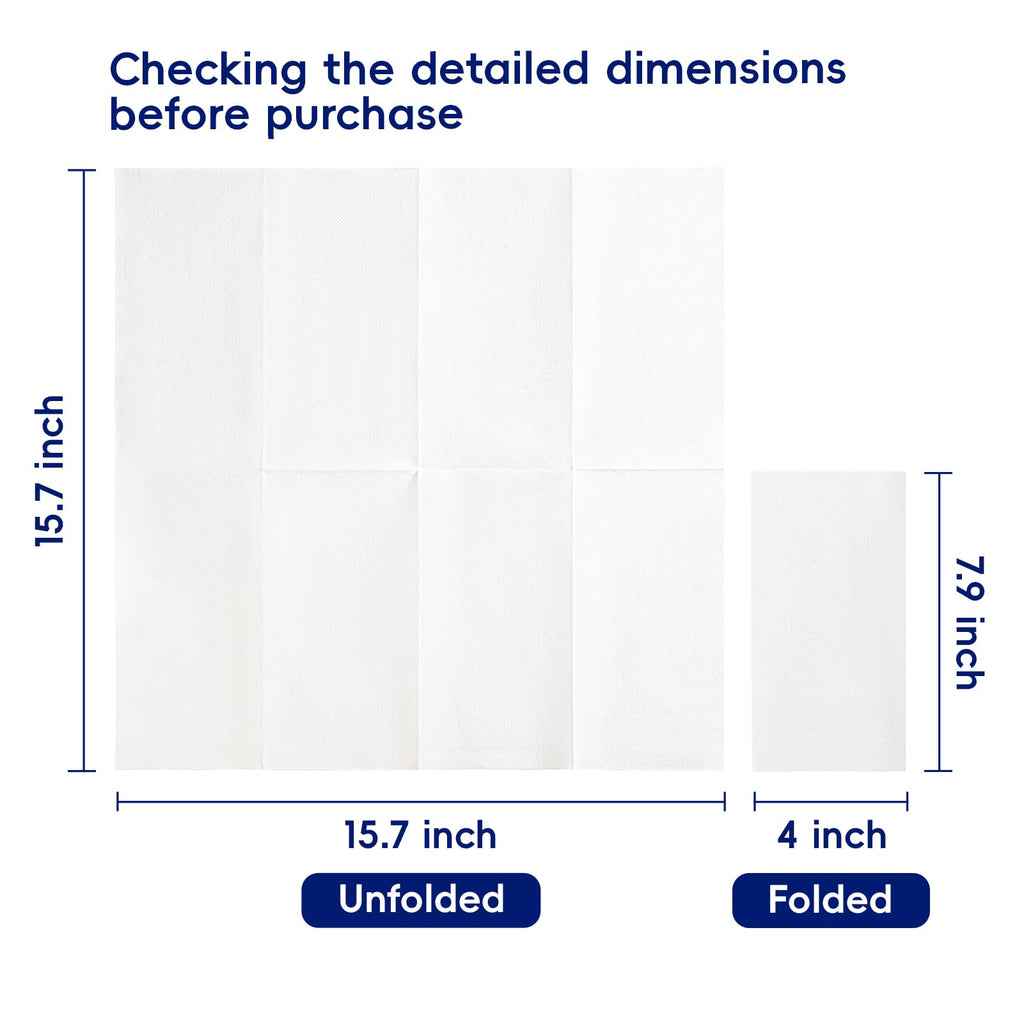 JOLLY CHEF 200 Pack Disposable Paper Napkins, Soft Bathroom Napkins for Guests, 2-Ply White Paper Hand Towels for Halloween, Wedding, Thanksgiving