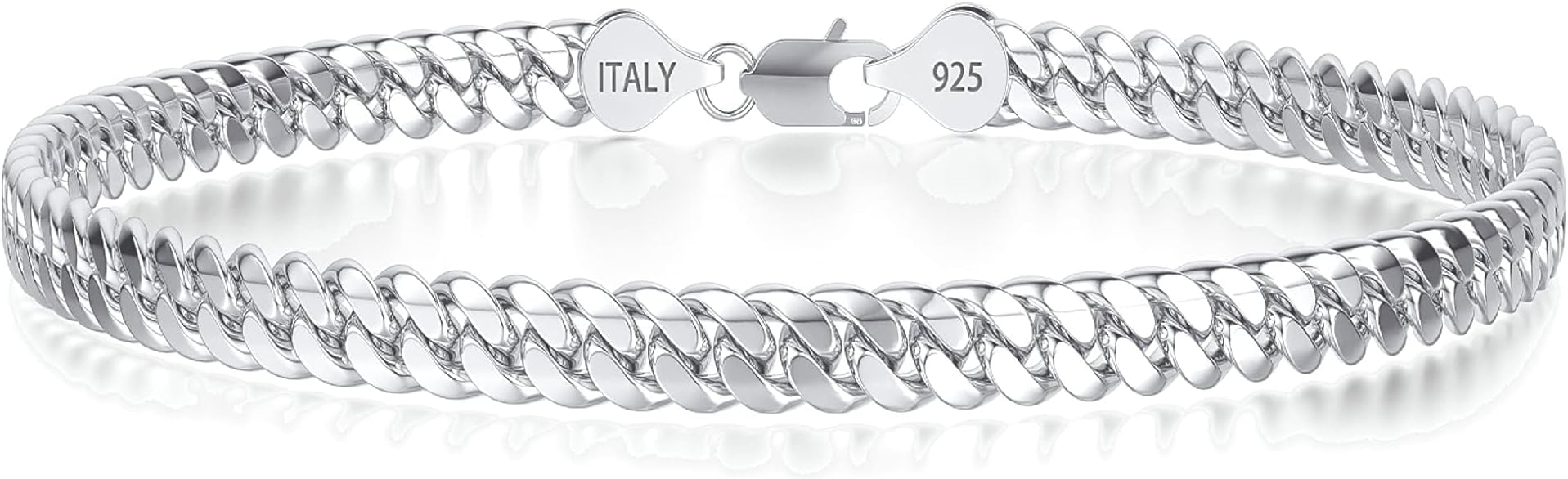nometo 925 Sterling Silver Cuban Link Chain Bracelet 5mm Silver Bracelet