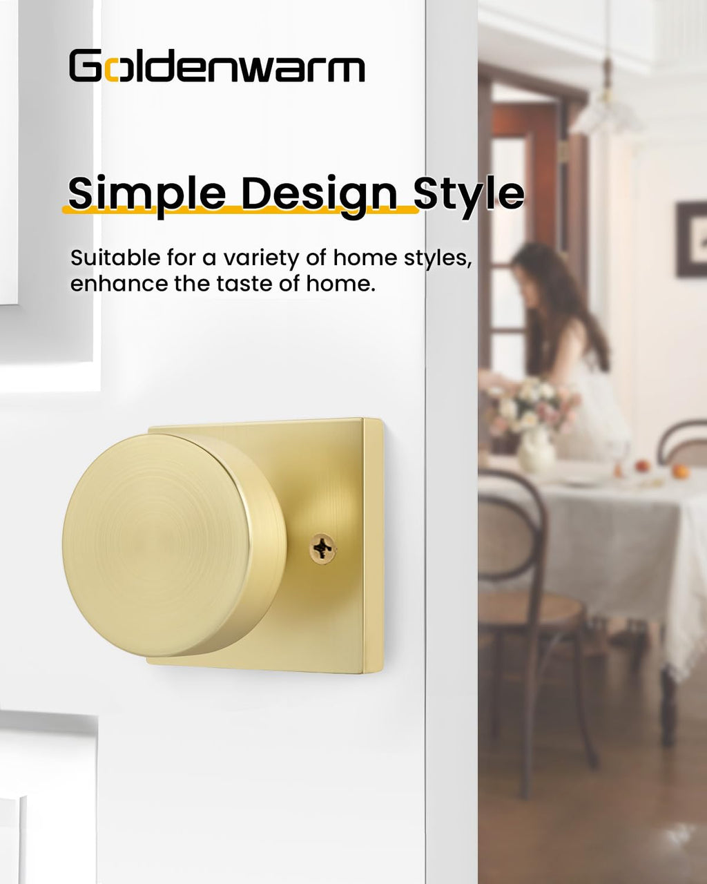 Goldenwarm 4 Pieces Brushed Gold Dummy Door Knobs Inactive Half Dummy Door Knob Brushed Brass No-Turning Door Dummy Knob for Closet Doors, Zinc-Alloy(2 Pack)