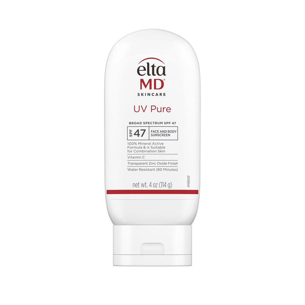 EltaMD UV Pure Face and Body Sunscreen, SPF 47 Mineral Sunscreen for Kids and Adults, Water Resistant Up to 80 Minutes, Oil Free Zinc Oxide Formula, 4.0 oz