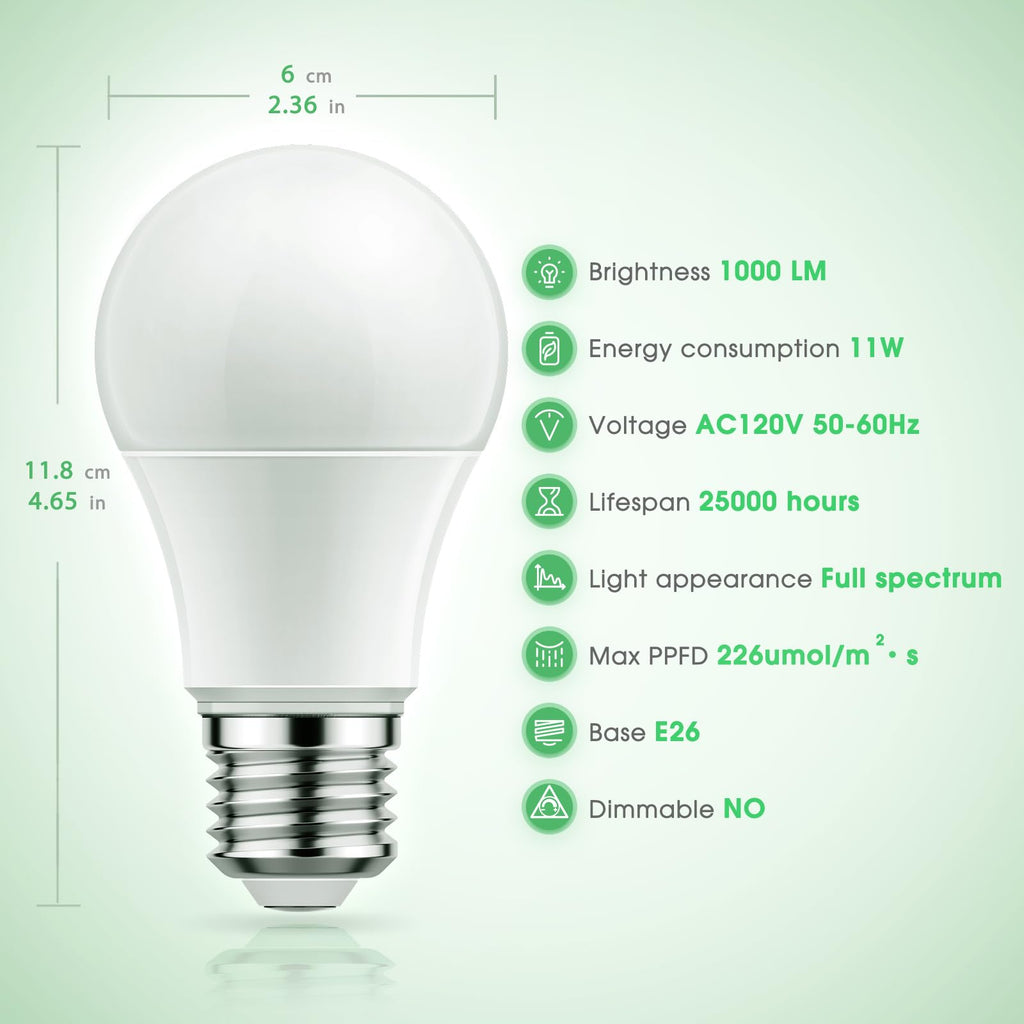 Briignite Grow Light Bulbs, Full Spectrum Grow Light Bulb, LED Grow Light