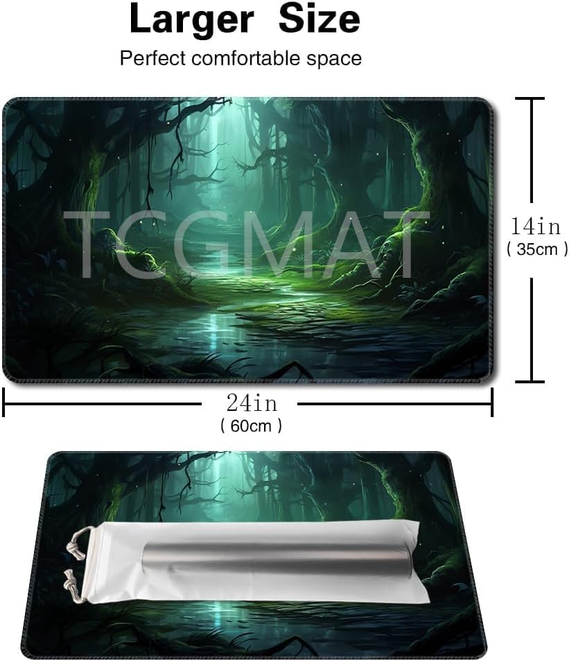 MTG Playmat Size 24x14in Free Storage Bags Non-Slip Backing Printing, Ideal for Card Game Enthusiasts TCG Playmat (No with Zone,Mystery)