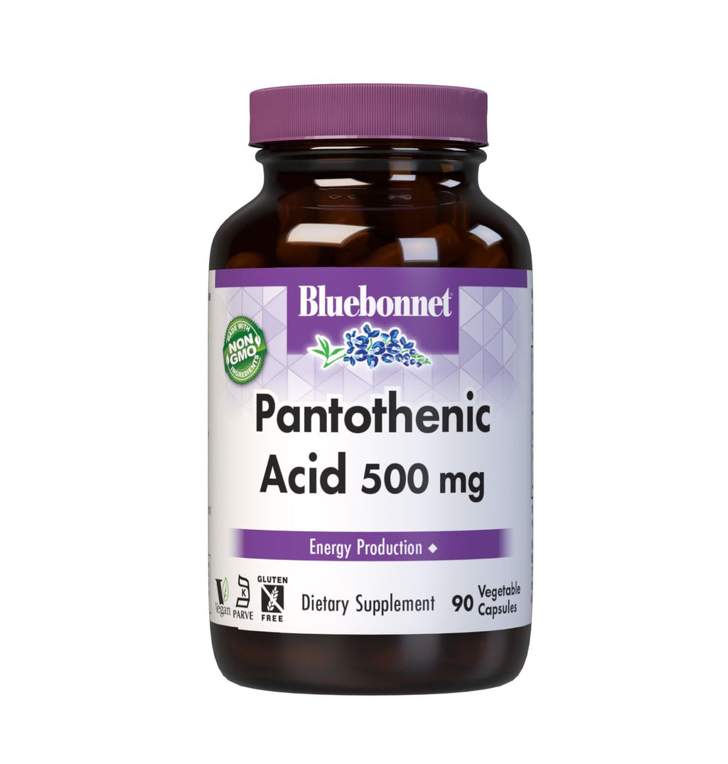 Bluebonnet Pantothenic Acid 500 mg Vegetable Capsules, 90 Count