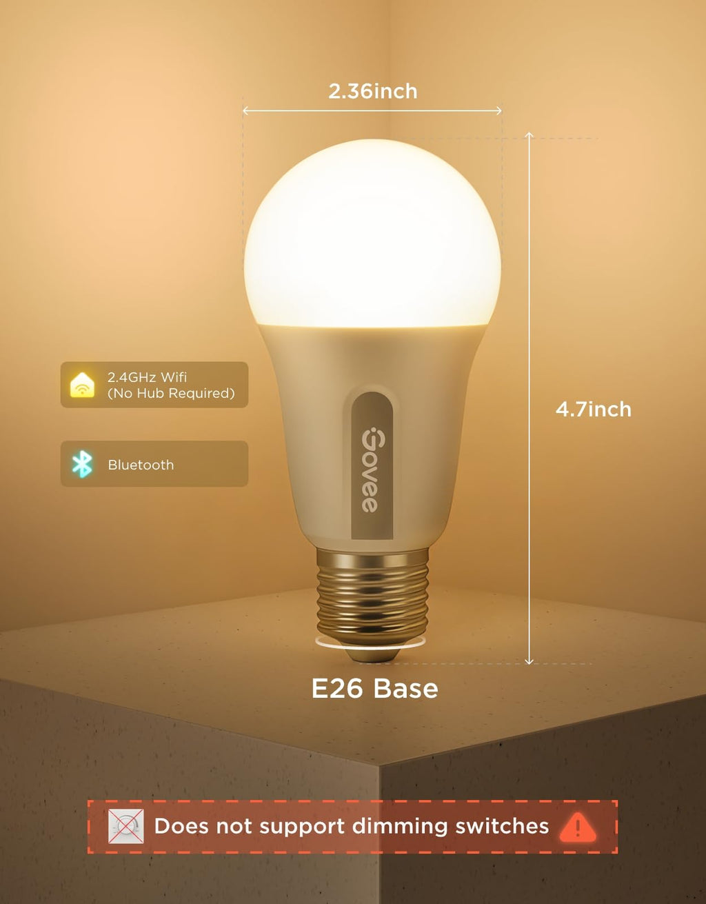 Govee Smart Light Bulbs, A19 LED Light Bulb, 800 Lumen, E26 Base
