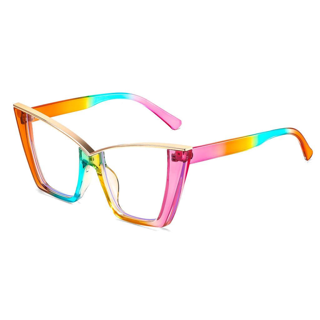 FEISEDY Fashion Cat Eye Blue Light Blocking Glasses for Women Fake Retro Eyeglasses Oversized Stylish Eyewear Frame B0240
