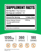 BulkSupplements.com African Mango Extract Capsules - Irvingia Gabonensis, Herbal Supplement - Vegan & Gluten Free, 2 Capsules per Serving (1200mg), 360 Count (Pack of 1)