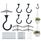 Evsteluo Heavy Duty Ceiling Hooks for Hanging Plants 4 Pack (Black)