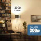 Maelsrlg 200 Watt Equivalent LED Bulb, A21 22W 3000 Lumen Light Bulb, Warm White 3000K, Non-Dimmable E26 Medium Base 120V-High Output 200 Watt LED Light Bulb for Home, Garage, Basement, 4-Pack