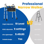 Folding Narrow Walker for Seniors – Width & Height Adjustable Walker with Bag, Lightweight Standard Walker for Elderly, Walkers for Seniors, Disabled, Bariatric