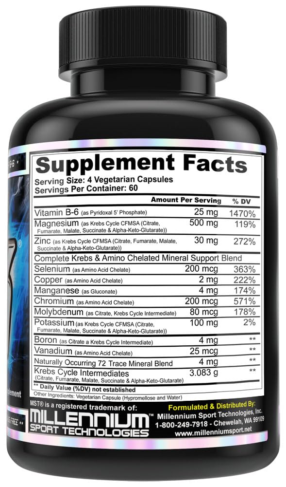MST ZMK Nighttime, Multi Mineral Supplements, Zinc, Magnesium, Trace Minerals, ATP BSCG Certified, 240 V Capsules Millennium Sport Technologies