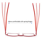 REAVEE 4 Pack Slim Pen Reading Glasses for Women Stylish Small Metal Tube Readers Spring Hinge with Portable Clip Case, Red Gold Pink Blue 2.5