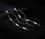 SLUYNZ Sterling Silver Star Dangle Earrings for Women Teens Girls Long Dangle Earrings Chain Curve Spiral Line Earrings Tassel (A-Silver)