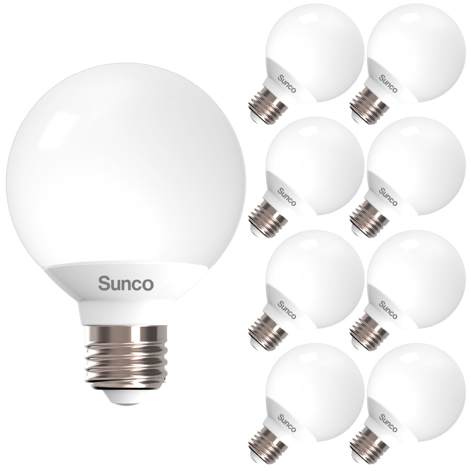 Sunco 8 Pack G25 LED Globe Light Bulb, Bathroom Mirror Vanity Lighting, 450 LM 6W (40W Equivalent), 2700K Soft White, Dimmable, Decorative Round Bulb, E26 Base, UL