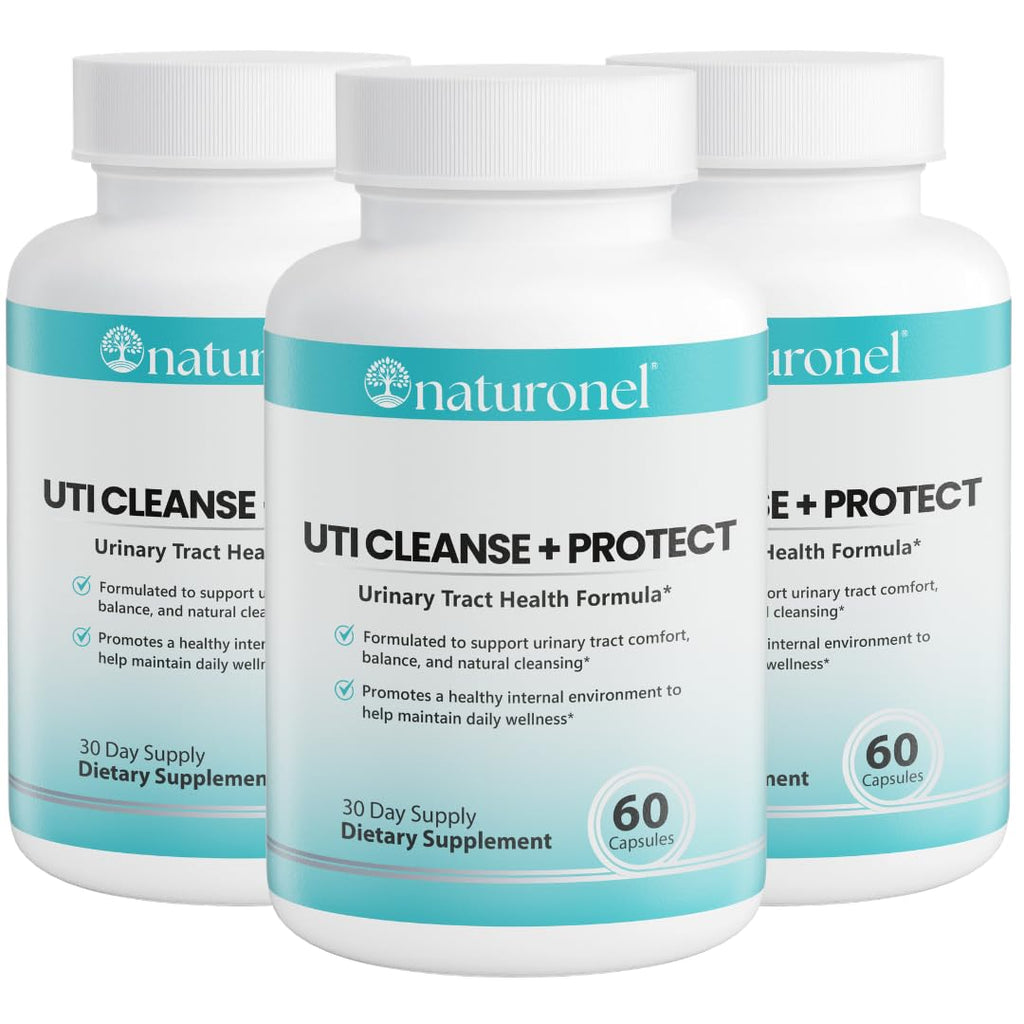 Naturonel UTI Cleanse + Protect (3 Pack) Urinary Tract Support with D-Mannose, Cranberry, Hibiscus & Dandelion | Advanced Formula, Dietary Supplement - Non-GMO, Made in USA, GMP Certified