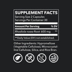 LifeSeasons Rhodiola Root 600mg per 2 Capsules – Adaptogenic Supplement for Natural Energy Mental Clarity Mood Balance Stress Support – 60 Vegan Capsules, Non‑GMO, Gluten‑Free