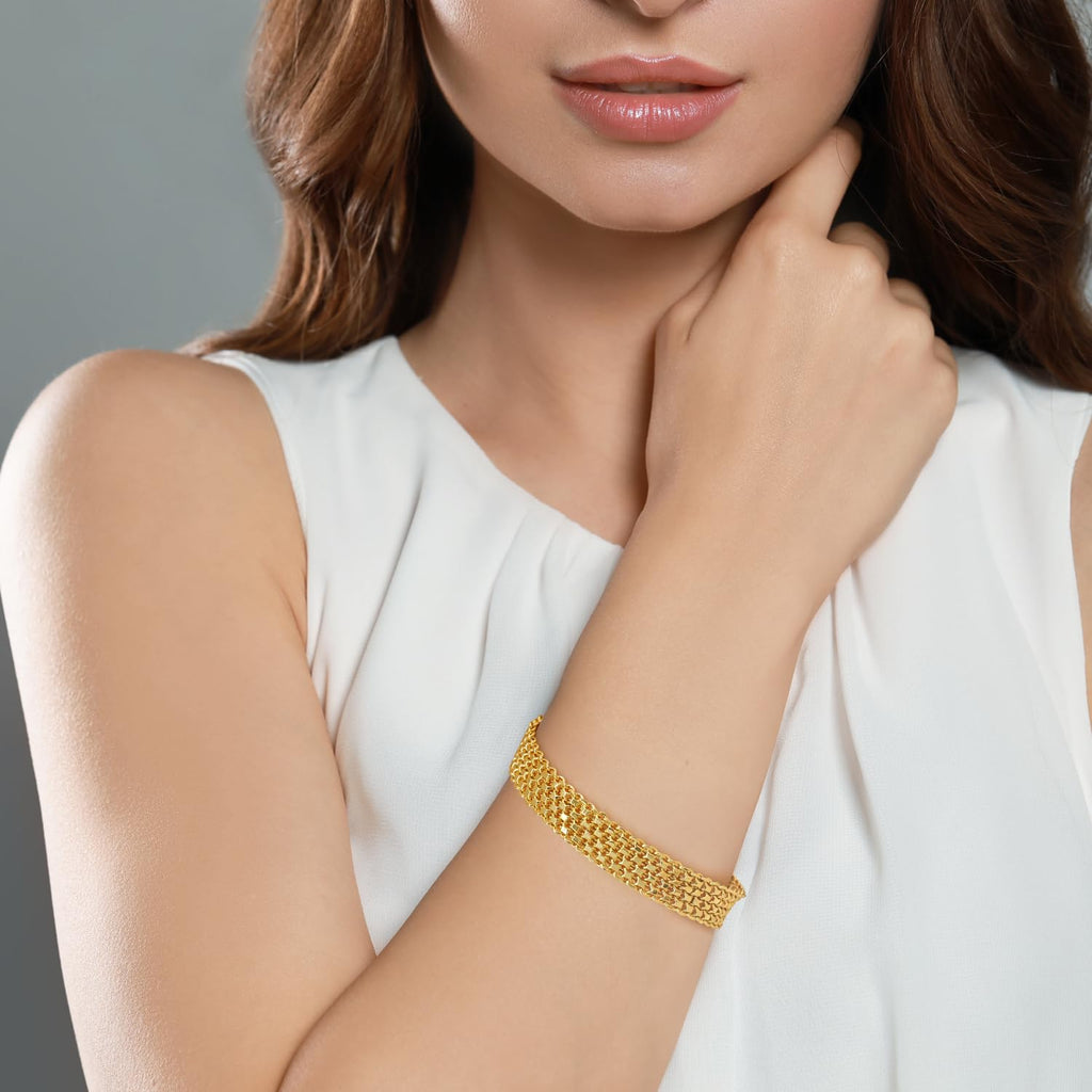 Simlayton 14K Gold Bracelets for Women Gold Mesh Bracelet for Womens