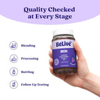 BeLive Iron Gummies - Multivitamin Iron Supplement with Vitamin C, A, B & Zinc, Supports Blood Oxygen, Vegan Supplements for Women, Men & Kids for Growth and Development - Grape Flavor | 3-Pack