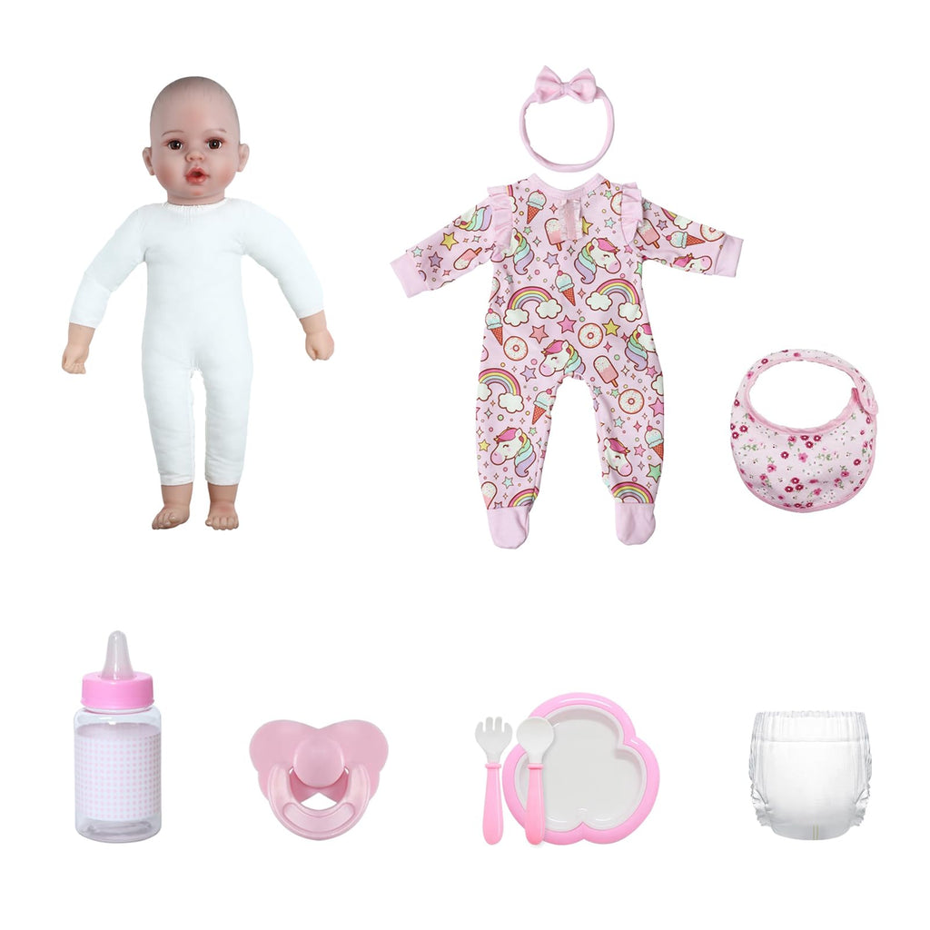 GOAROY Baby Dolls, 18 inches Large Realistic Cute Soft Body Baby Doll Real Life Baby Dolls Girl, with Bottles & Pacifier, Diapers and Bibs, Gift Idea for Ages 3+