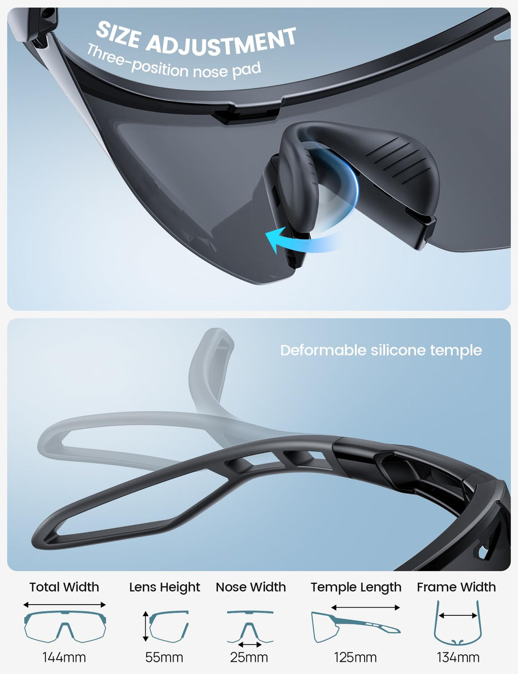 Lamicall Polarized Sports Sunglasses for Men Women, 24g Ultralight