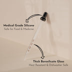 PrettyCare Eye Dropper 4 Pcs, Glass Eye Dropper for 30 ml Essential Oils Bottles Round Tip Measured Medicine Droppers Calibrated 1 ml Capacity