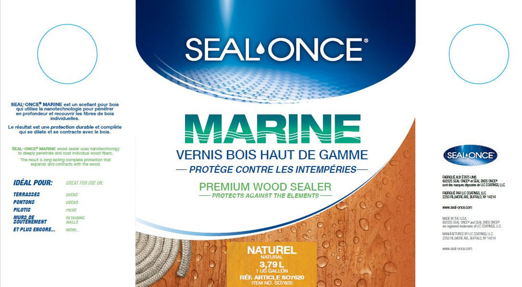 Seal-Once Marine Premium Wood Sealer - Waterproof Sealant - Wood Stain and Sealer in One - 1 Gallon Natural