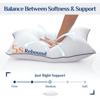 JOLLYVOGUE Pillows Standard Size Set of 2, Cooling and Firm Pillows with Oeko-Tex Certified Down Alternative Filling for Side, Back, and Stomach Sleepers, Hotel Collection
