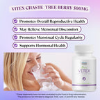 BIOLABS PRO Natural Vitex Chasteberry Supplement for Women - Pure Chaste Tree Berry Extract 500mg, Maximum Strength Formulation, Vegan Capsules, Supports Hormonal Balance - (60 Caps - 2-Month Supply)