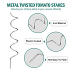 LAKNUAL 58" Galvanized Plant Supports Spiral Tomato Cages, 10 Pack Metal Twisted Tomato Stakes Climbing Plant Stake Tower Outdoor Indoor