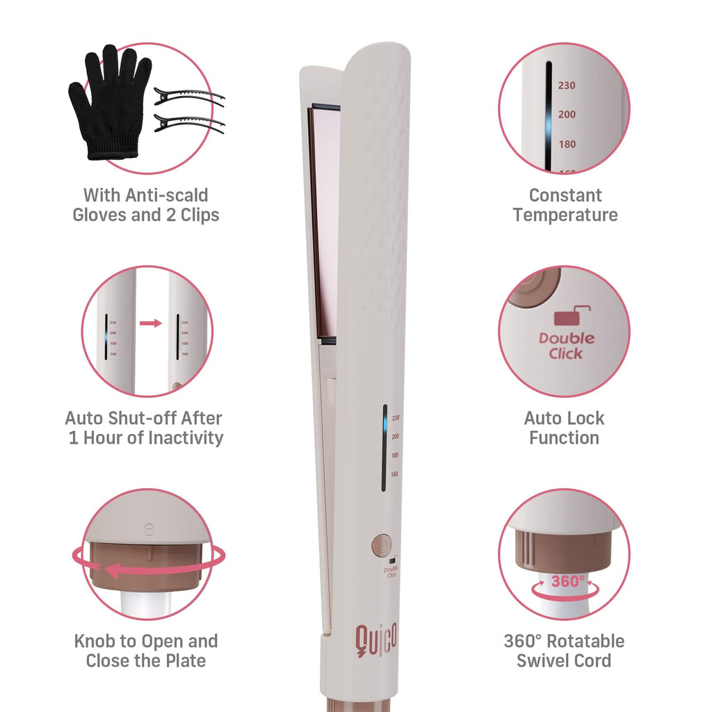 Quico Hair Straightener, 110-240V Flat Iron Hair Straighteners for Women