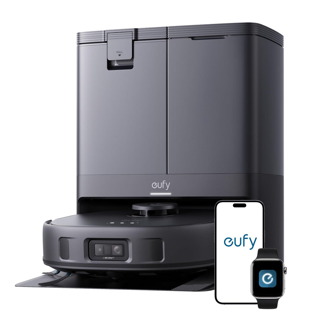 eufy X10 Pro Omni Robot Vacuum and Mop Combo, 8,000 Pa, Dual Mops with 12 mm Auto-Lift and Carpet Detection, AI Obstacle Avoidance, Auto Mop Washing&Drying, Self-Emptying, Self-Refilling