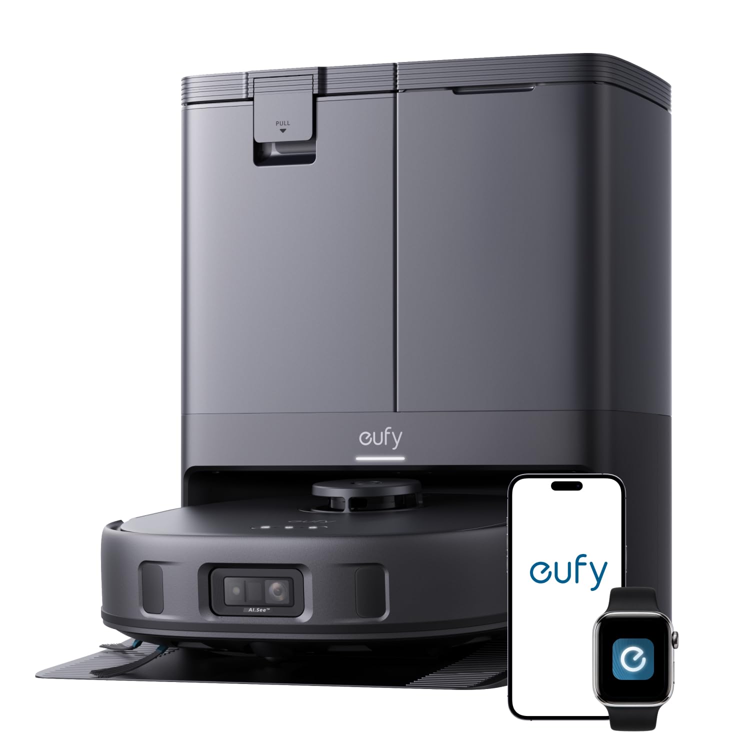 eufy X10 Pro Omni Robot Vacuum and Mop Combo, 8,000 Pa, Dual Mops with 12 mm Auto-Lift and Carpet Detection, AI Obstacle Avoidance, Auto Mop Washing&Drying, Self-Emptying, Self-Refilling