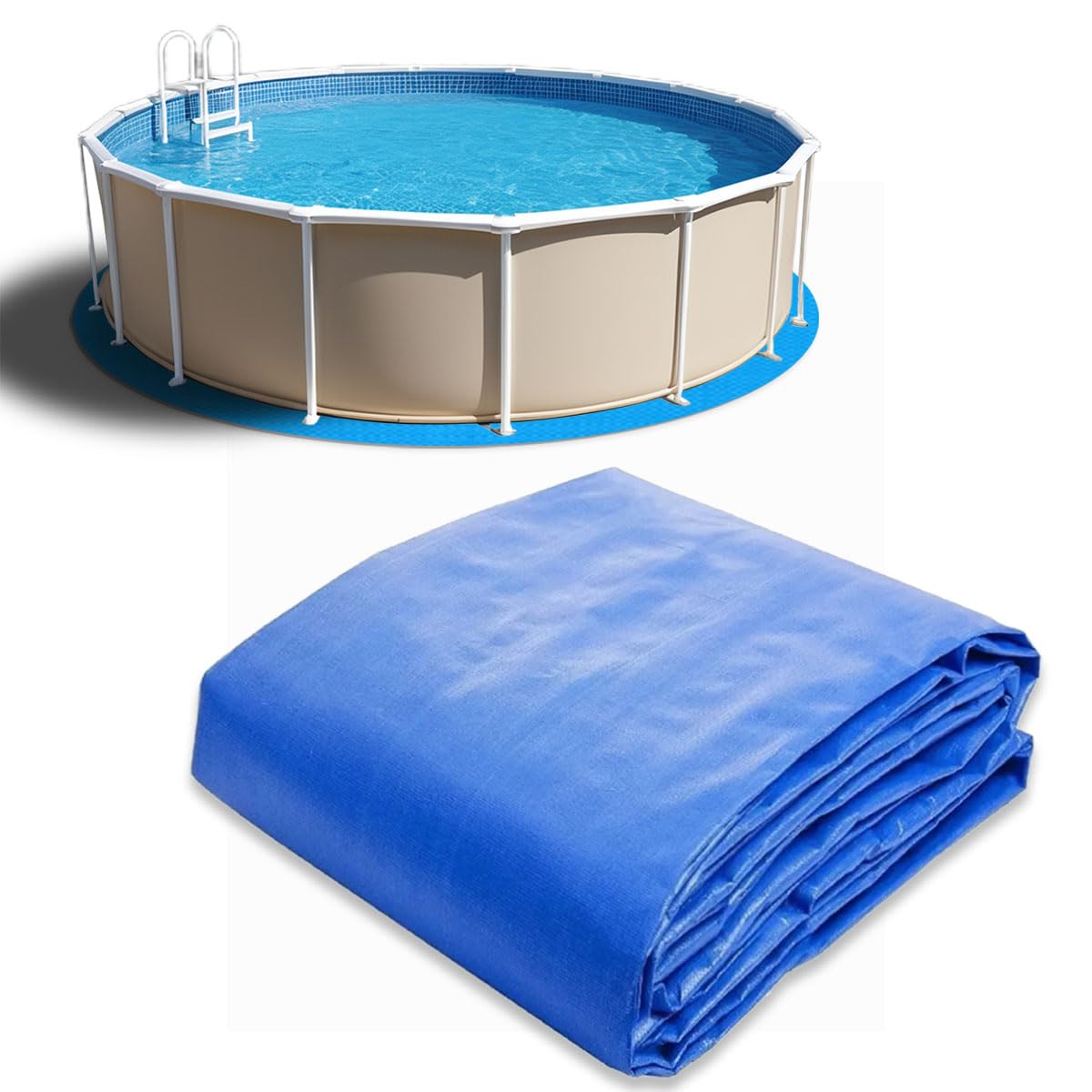 18 FT Round Above Ground Pool Liner Pad, Heavy Duty Outdoor Pool Mat Underlayment for 18' Round Pools, Prevents Punctures Pool Ground Cloth Protector Tarp (18 FT)