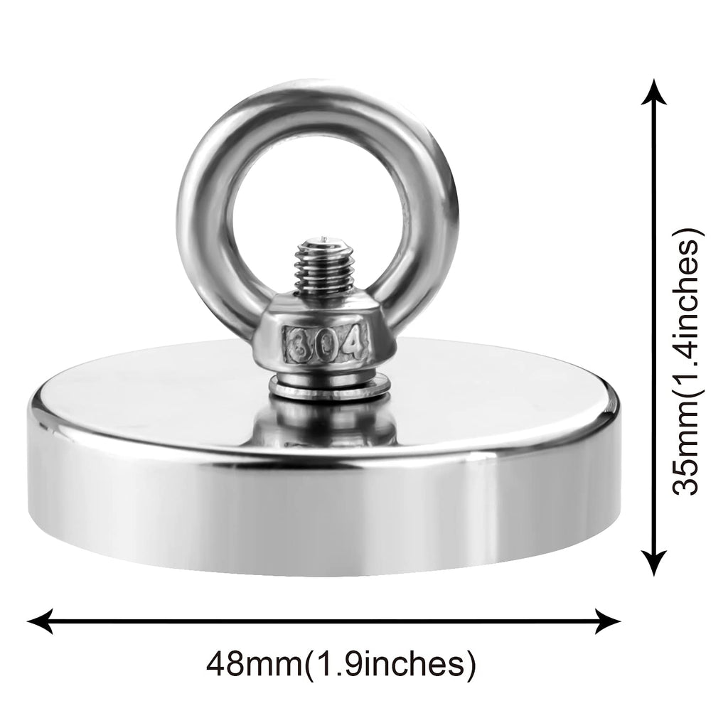 DIYMAG Fishing Magnets with Countersunk Hole 1.88 inch 270LBS Pulling Force