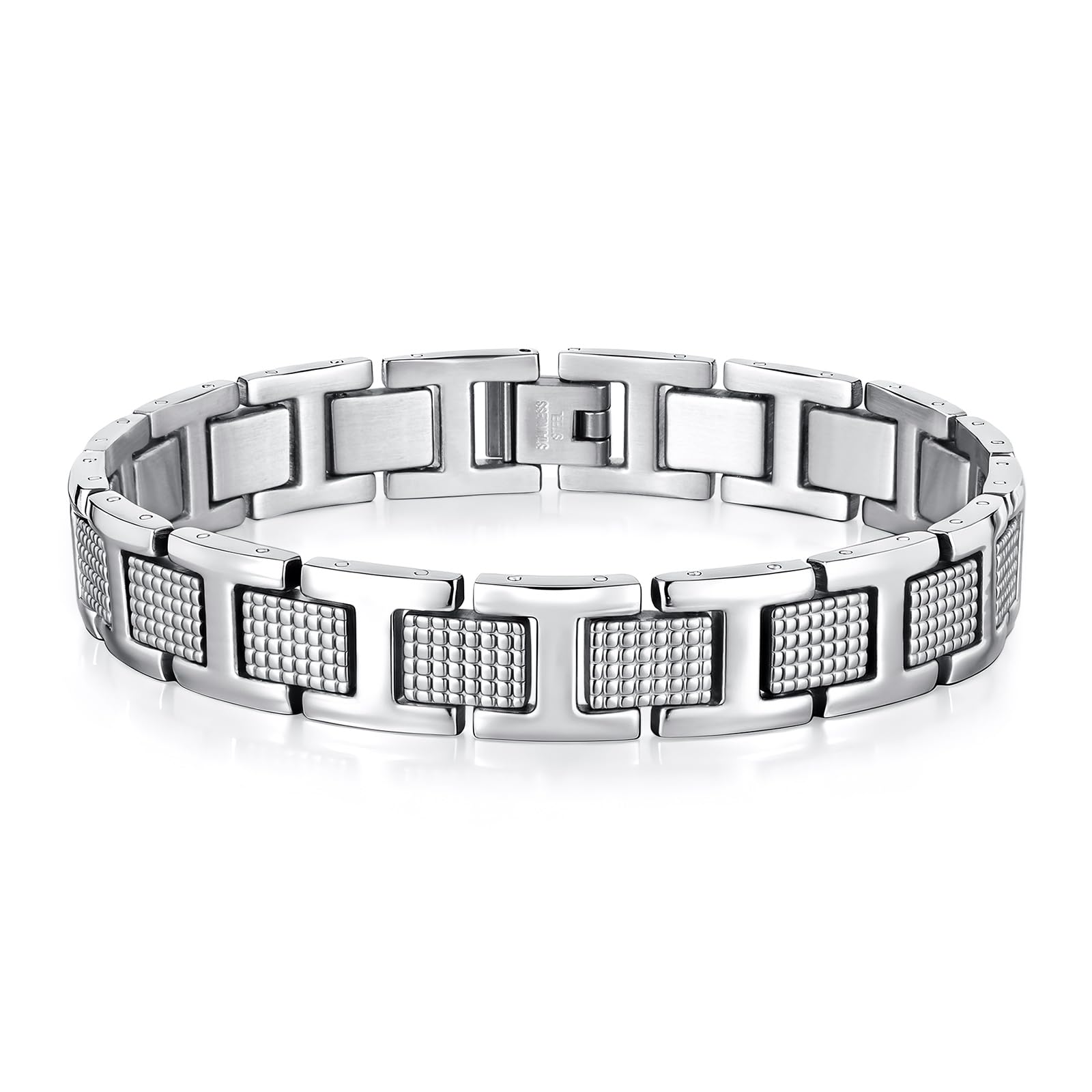 VNOX Mens Silver Bracelet Inoxidable Metal Stainless Steel Link Chain Bracelets Elegant Jewelry Gifts for Men Dad Husband,Adjustable