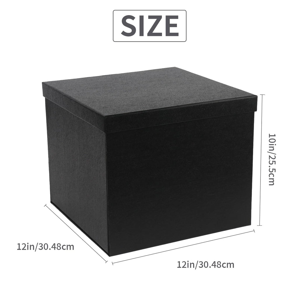 YINUOYOUJIA Large Black Gift Box with Lid 12x12x10 Inches