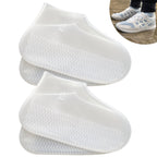 LSDWL Waterproof Shoe Covers 2 Pairs,Rain Shoe Covers Reusable Silicone Non Slip Shoe Covers for Outdoor,Rain Shoe Covers for Women and Men (Clear, X-Large)