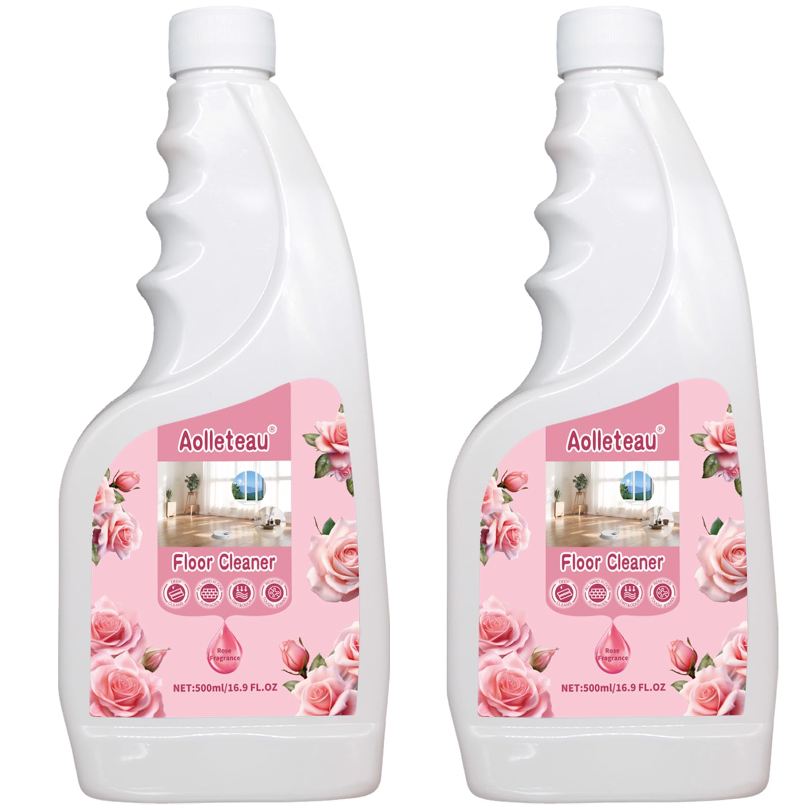 Robot Mop Cleaning Solution Concentrate Compatible with Robot Vacuums, Wet Dry Vacuums for Roborock, Roomba, Tineco, Dreame, Narwal, Shark, Bissell Mops, 33.8 FL.oz, Dilution Ratio 1:200, Rose