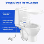 POCALAND Bidet Attachment for Toilet Seat, Non-Electric Cold Water Bidet with Pressure Controls, Dual Nozzles for Frontal & Rear Wash, Retractable Self-Cleaning for Female & Old- White