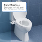 TUSHY NEW Fresh Dual Nozzle Cool Water Bidet: Ultra Slim Toilet Seat Attachment Sprayer with Luxury 2 in 1 Front & Rear, Self-Cleaning, 180º Clean (DIY Install, 10 Minutes), Non-Electric, Bamboo Knob