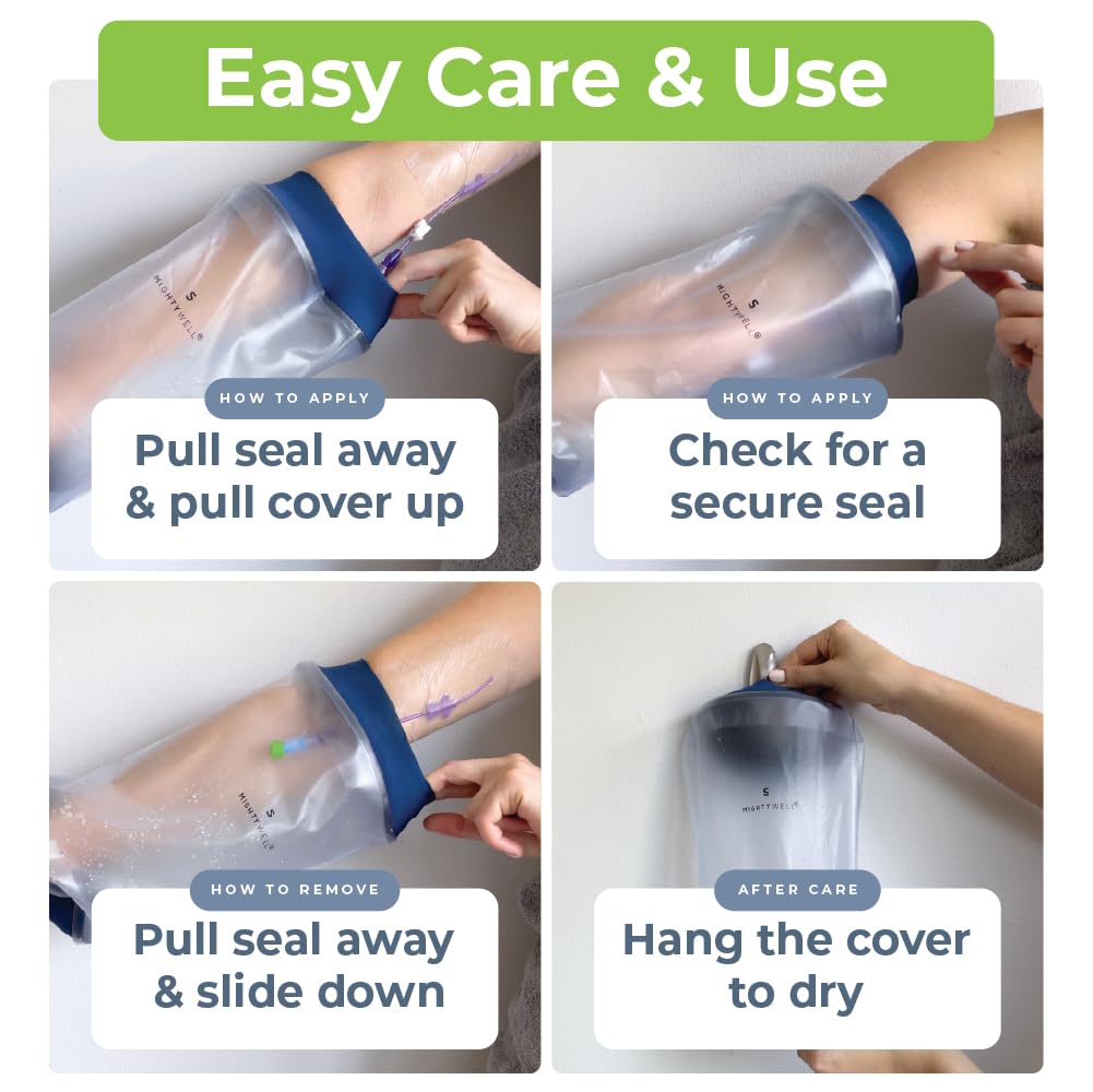 Mighty Well H2O Shield PICC Line Shower Cover – Reusable Waterproof IV & PICC Line Sleeve, Cast & Wound Protector for Upper Arm Showering, Large/X-Large