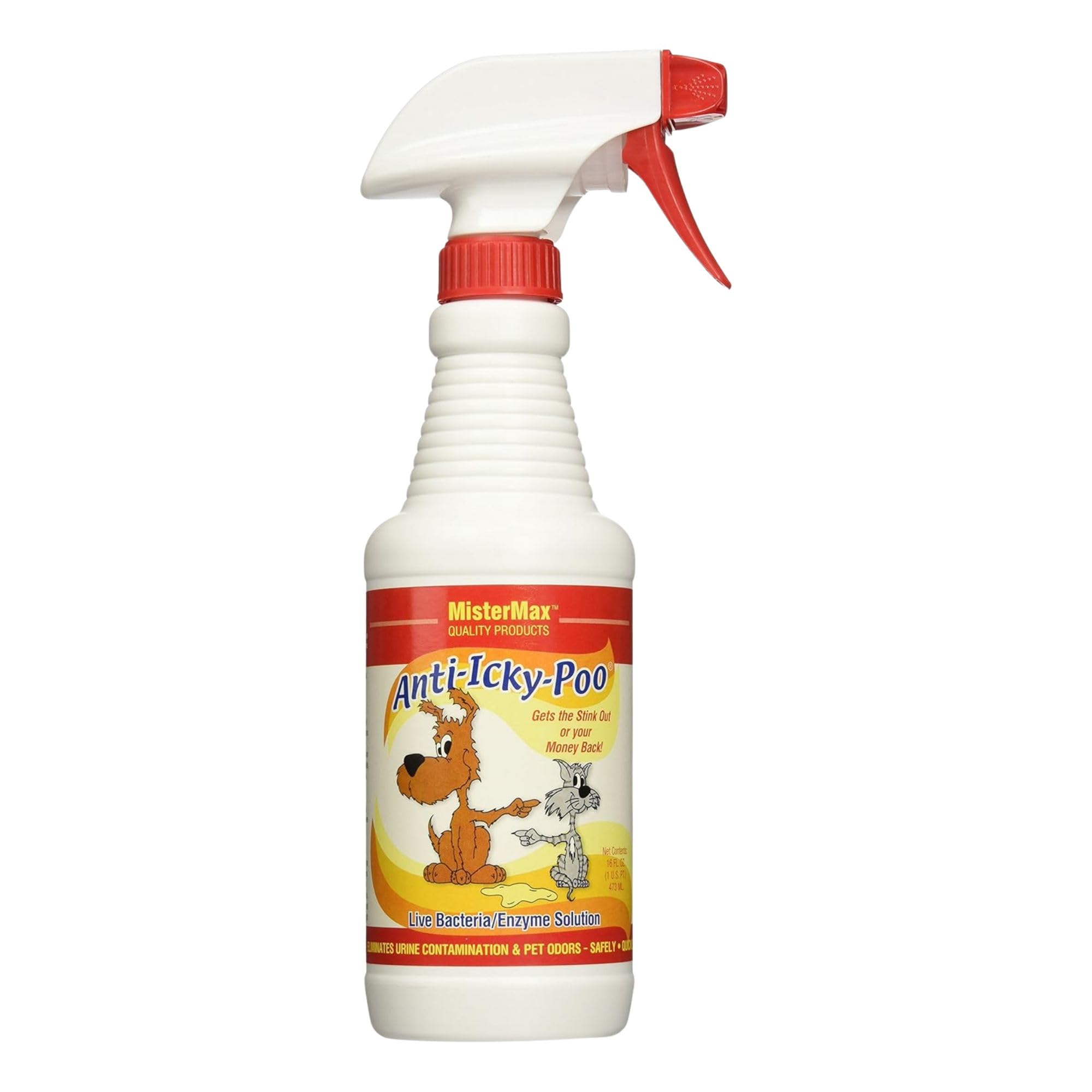 Mister Max Anti Icky Poo Spray - Enzyme Cleaner & Urine Odor Remover for Pets, Animal Urine Enzyme Cleaner & Tough Odor Remover - 1 Pint (16 oz)