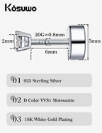 5 Pairs Tiny Moissanite Cartilage Stud Earrings Set,18K White Gold Plated Small Sterling Silver Earrings,Hypoallergenic Threadless Earring for Women Men (5 Pairs-2mm-18K White Gold)
