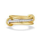 JINEAR Gold Stackable Rings for Women Non Tarnish 14K Gold Plated Interlocked Ring Gold Silver Mixed Metal Statement Rings Dainty Cubic Zirconia Band Thumb Ring Jewelry Gift for Women