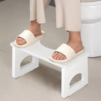 Foldable Toilet Stool, 7 Inch Poop Stool for Bathroom, Bamboo Toilet Stool Squat Adult, Collapsible Squatting Potty Stool with Non-Slip Strip - Improve Squatting Posture and Comfort, White