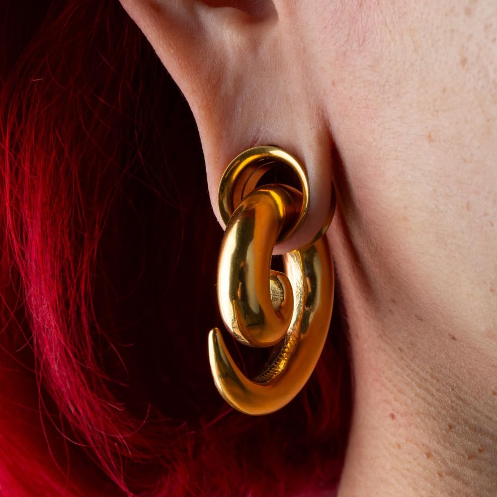 Pierced Owl Gold Plated Stainless Steel Double Flared Tunnel Plug Earrings, Sold as a Pair (12mm (1/2"))