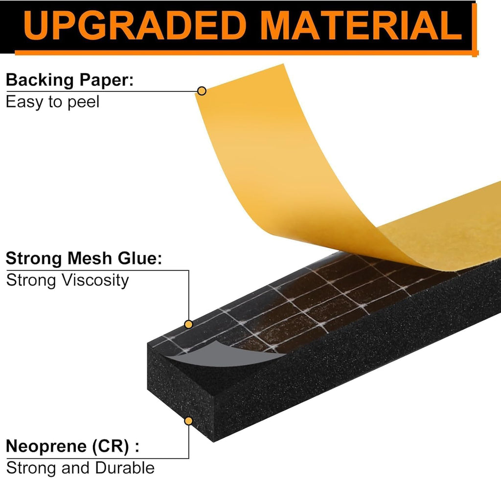Ninsula 13Ft Door Weather Stripping, (1/2in x 1/2in), Strong Adhesive, Sound Proof, Door Insulation, Weatherproof Foam Tape for Doors, Weatherstripping for Doors Frames, Windows