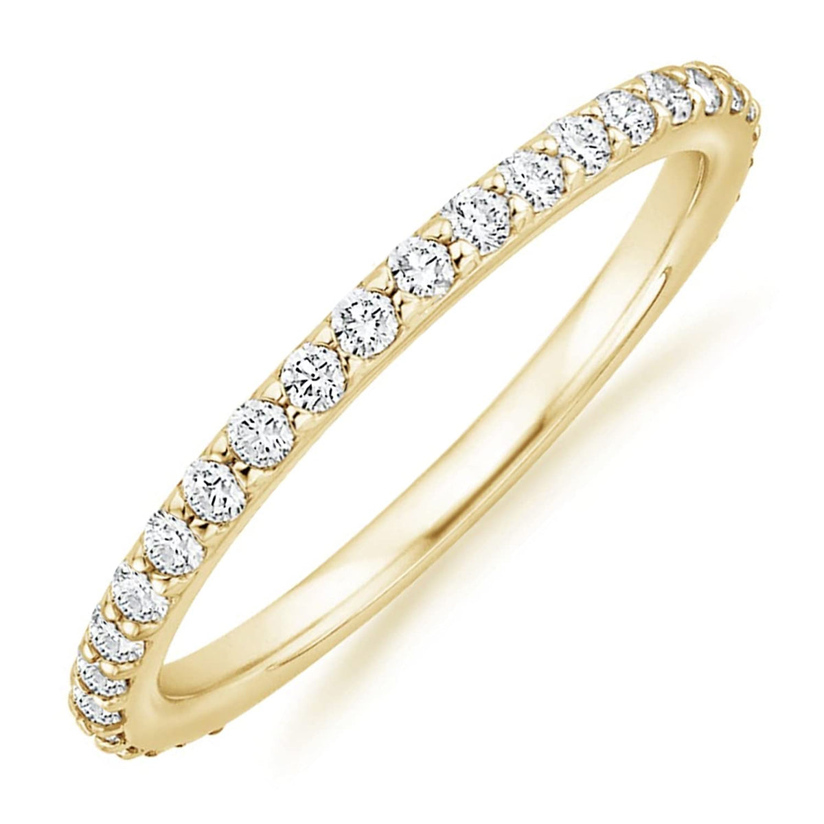 PAVOI 14K Gold Plated Stackable CZ Eternity Ring for Women - Yellow Gold