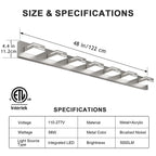 LKHF LED Modern Bathroom Vanity Light Fixtures, Dimmable Brushed Nickel Vanity Lights for Bathroom Lighting Fixtures Over Mirror, with 360° Rotatable Acrylic Heads 7-Light 48-inch (Cool White 6000K)